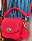 Bauble Handmade Leather Handbag - Love Hearts - Pillar Box Red