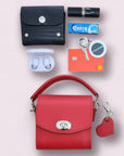 Bauble Handmade Leather Handbag - Love Hearts - Pillar Box Red