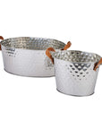 Silver Champagne Cooler with Leather Handle