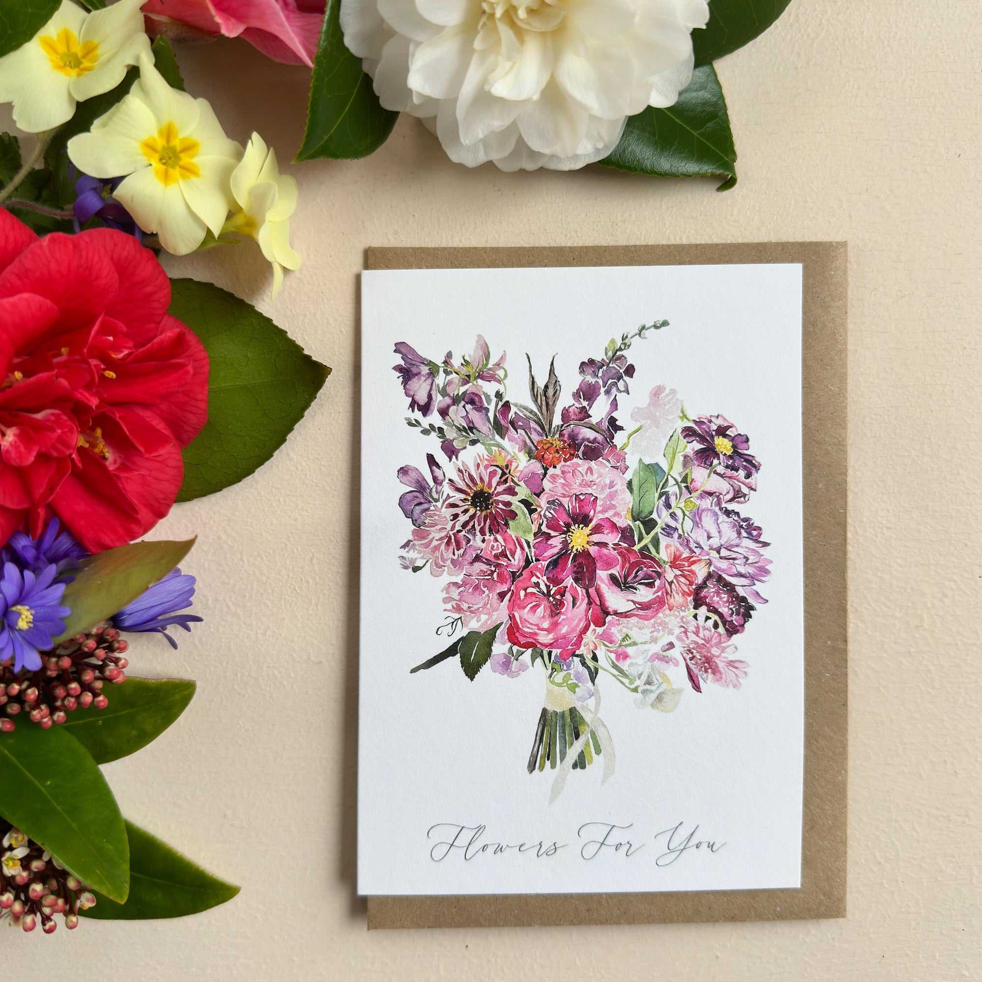 Hand-Painted Watercolour Floral Greeting Card - Mother's Day - Thank You Card