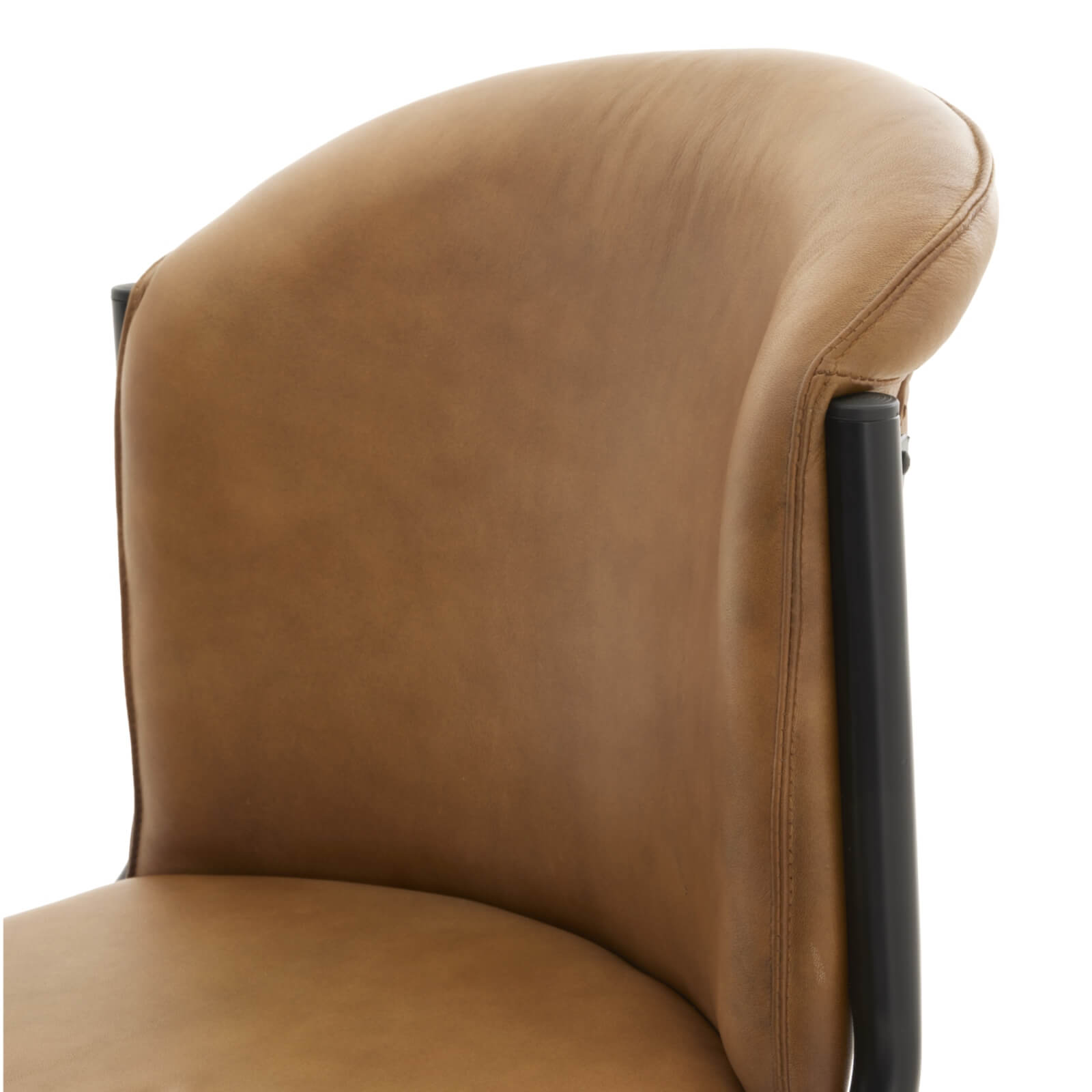 Rich Brown Curved Leather Dining Chair