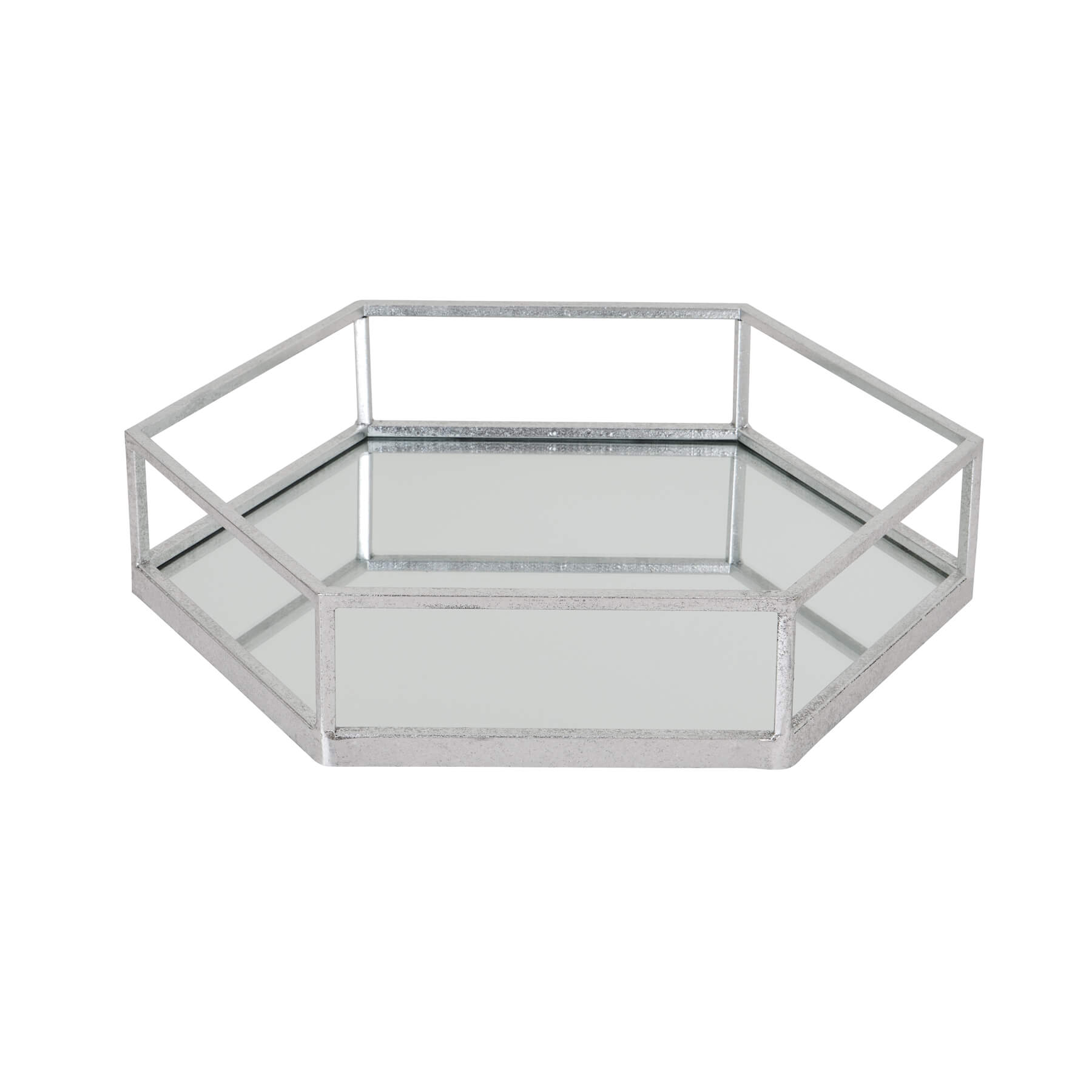 Elegant Hexagon Silver Trays - 2-Piece Set