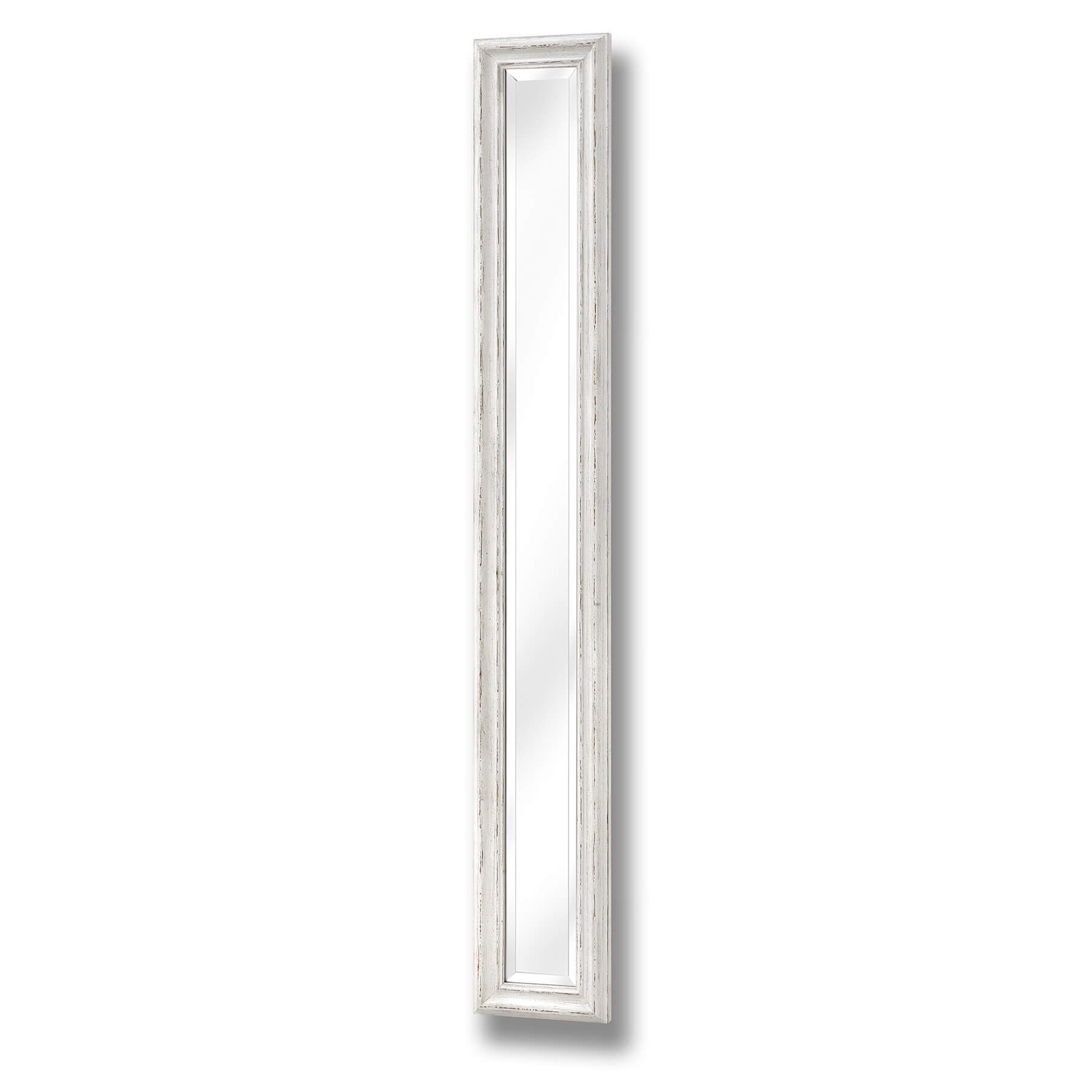 Vintage Antique White Narrow Wall Mirror | Classic Elegance