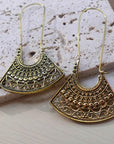 Fan-Shaped Tribal Brass/Silver Earrings