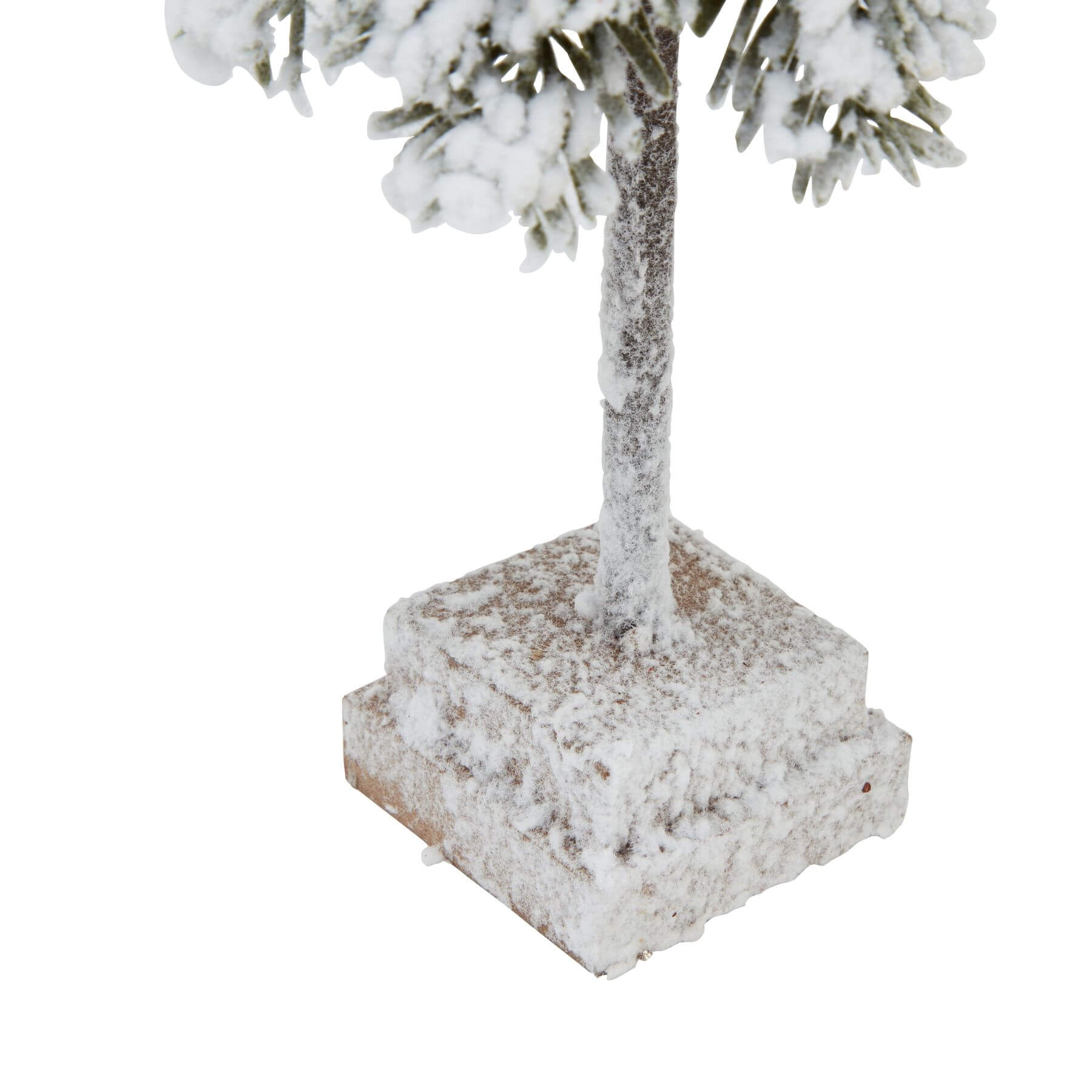 Mini Snowy Cedar Tree with Wood Block Base