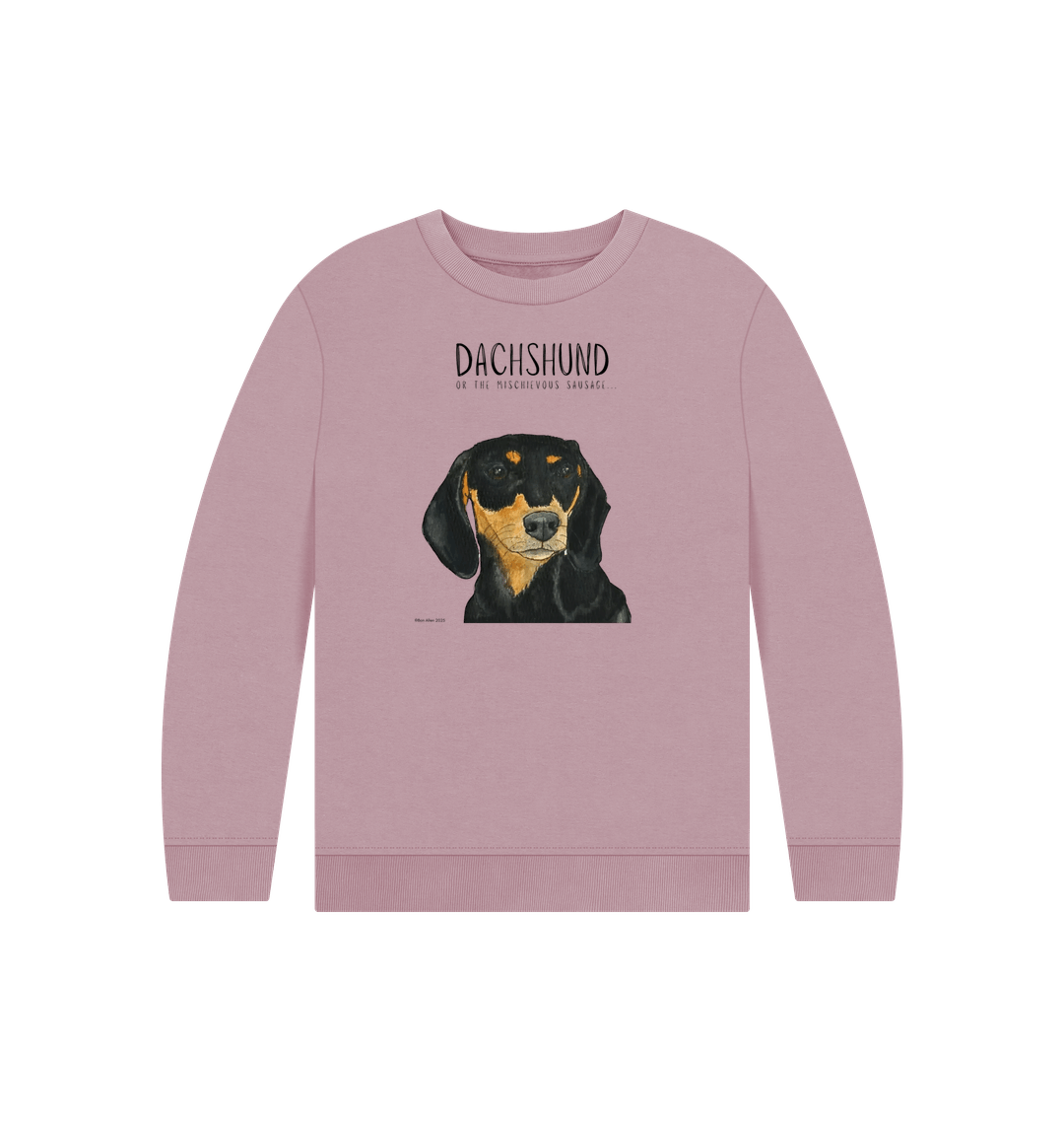 Snuggly Black &amp; Tan Sausage Dog Kids' Sweatshirt – Ethically Made Cuteness!