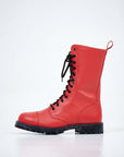 Red High Lace Up Aviator Boots