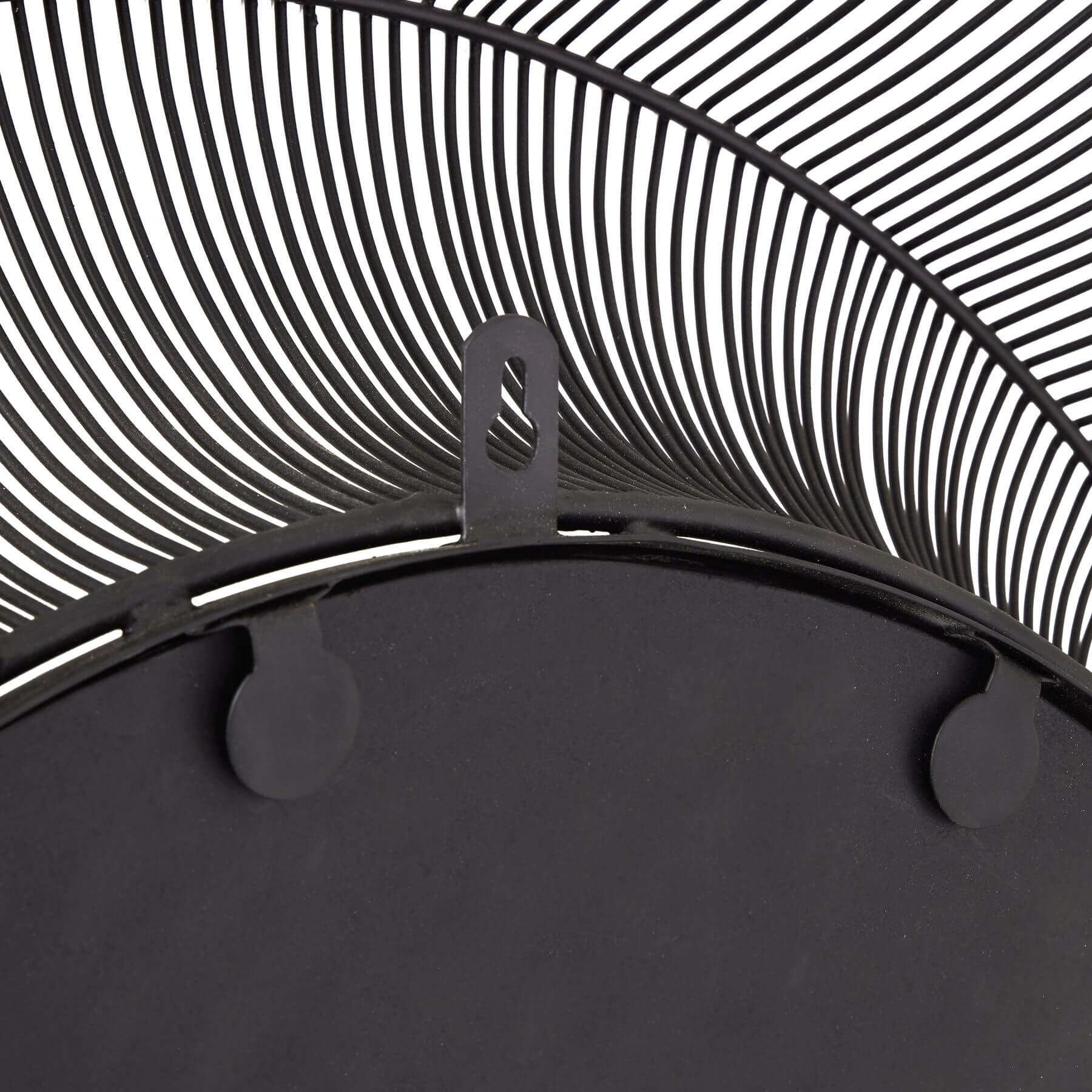 Large Round Black 3D Wire Mirror