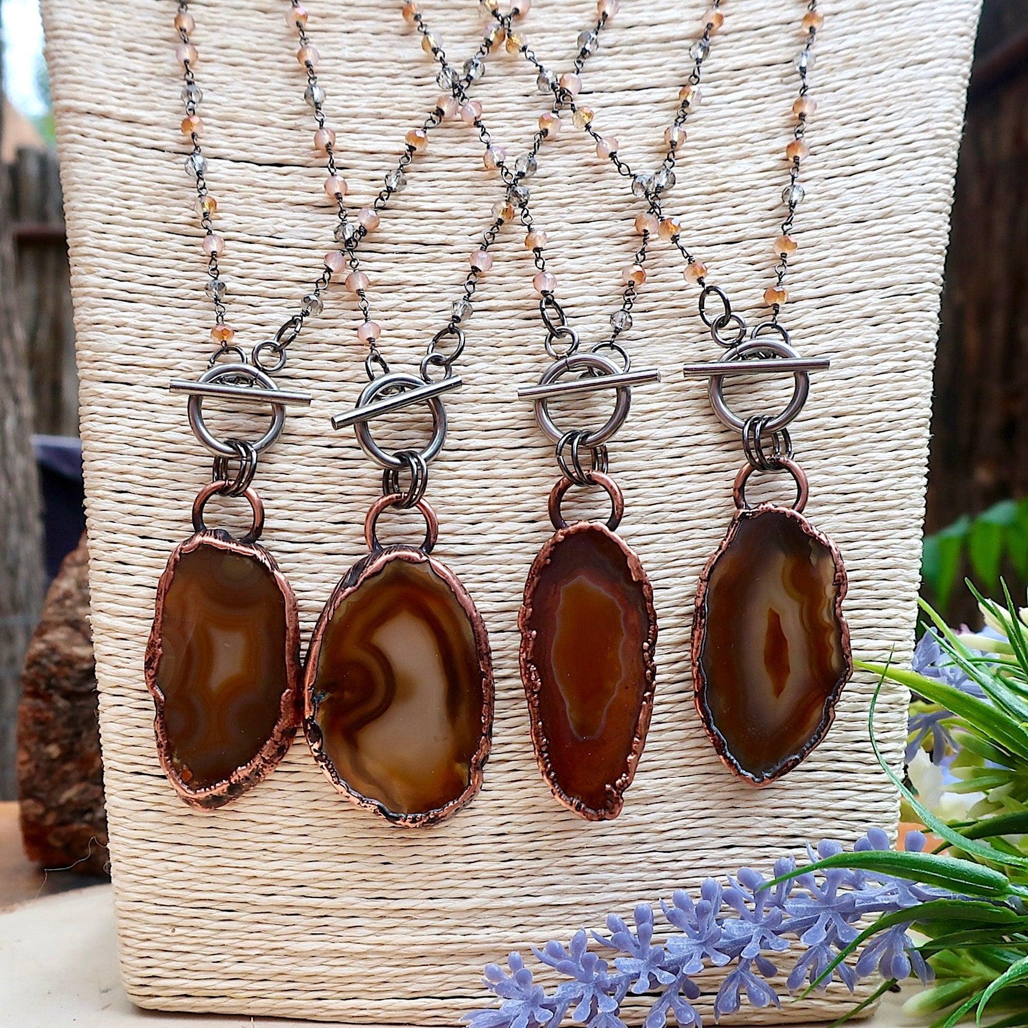 Agate Slice Necklace - Crystal Jewelry | Handmade by Blackbird &amp; Sage
