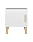 White Bedside Table with Oak Detail