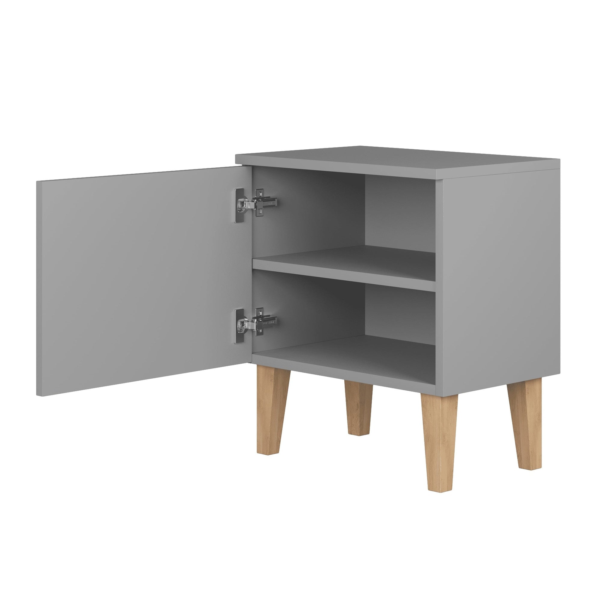 Grey Bedside Table with Push Door