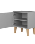 Grey Bedside Table with Push Door