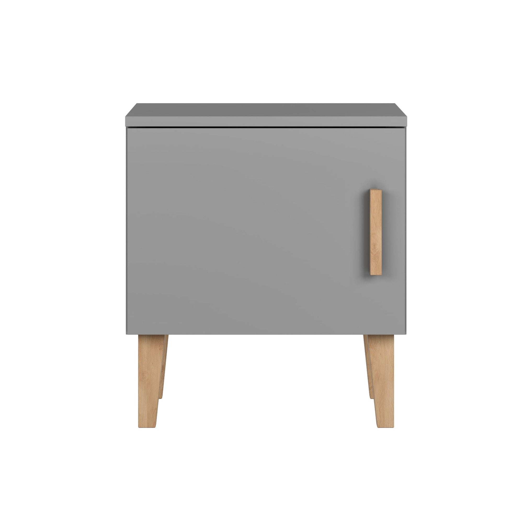 Grey Bedside Table with Push Door
