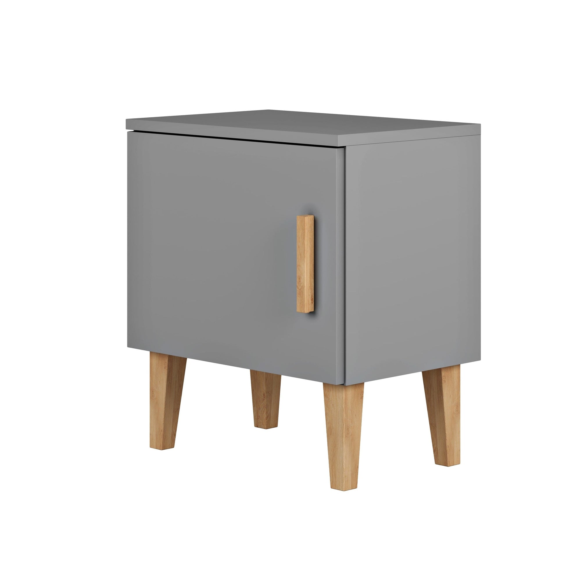 Grey Bedside Table with Push Door