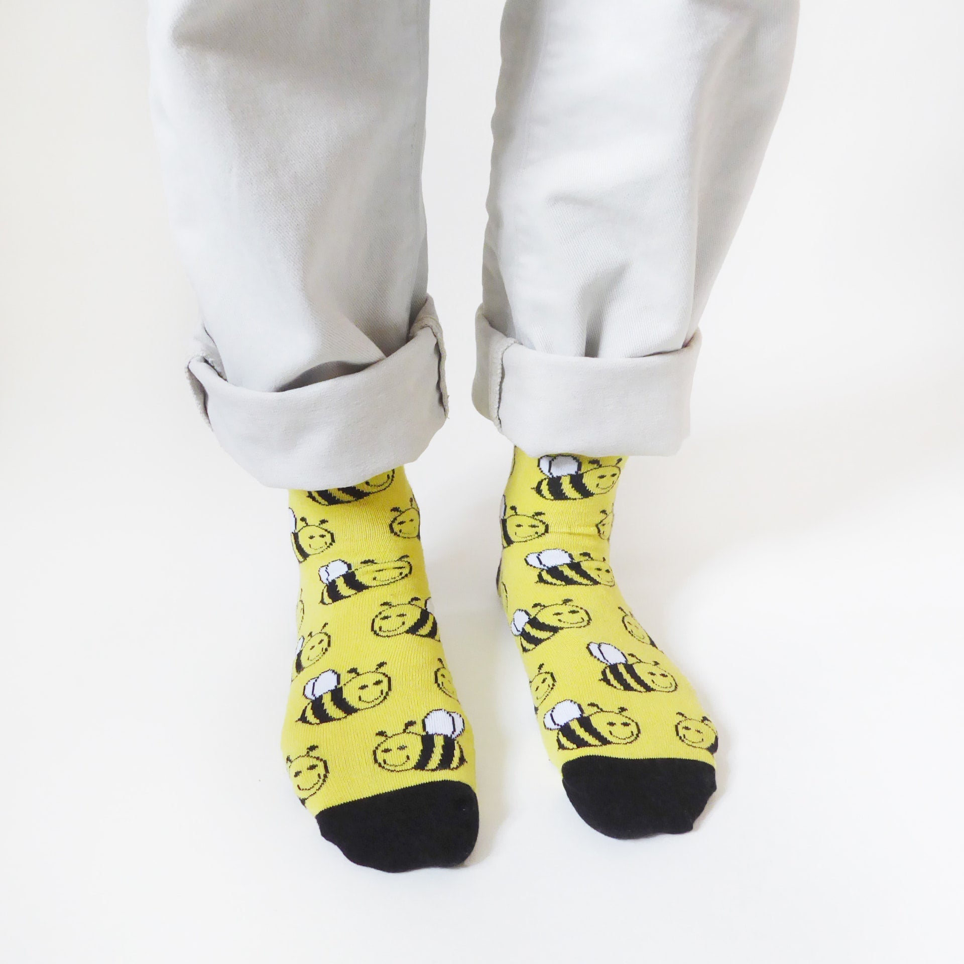 Save the Bees Bamboo Socks in Yellow
