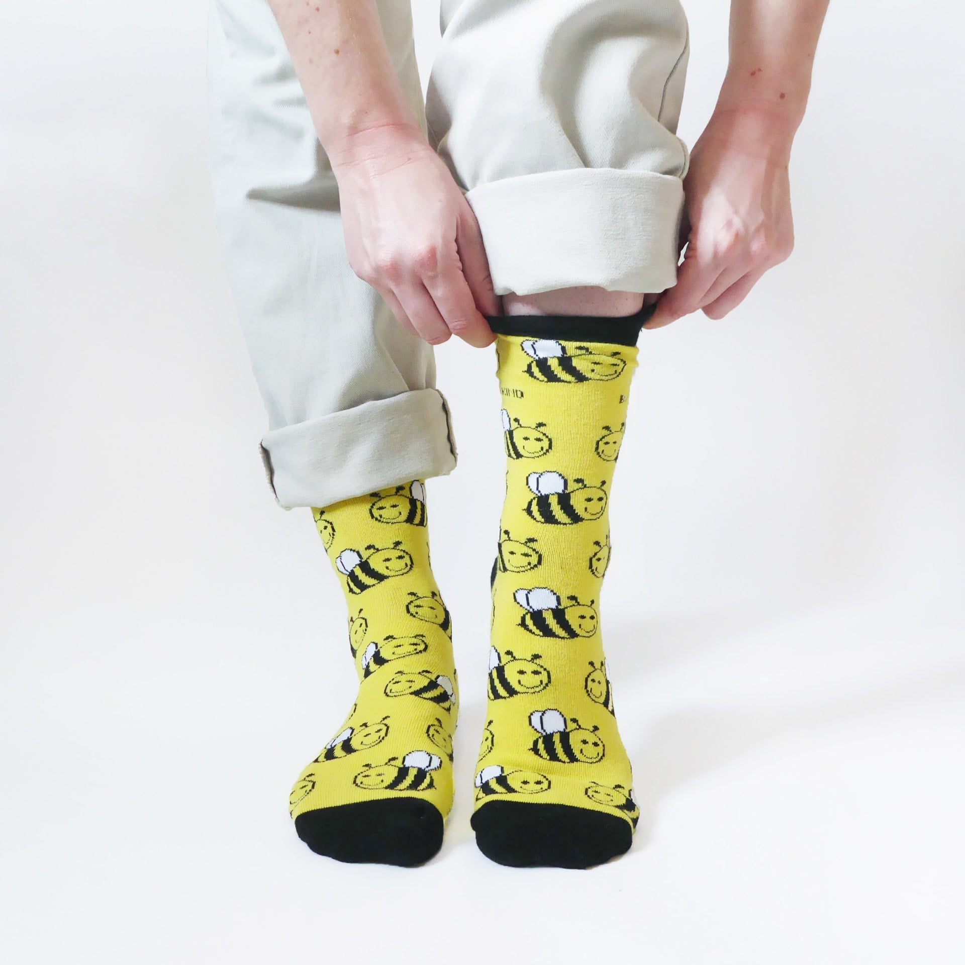 Save the Bees Bamboo Socks in Yellow