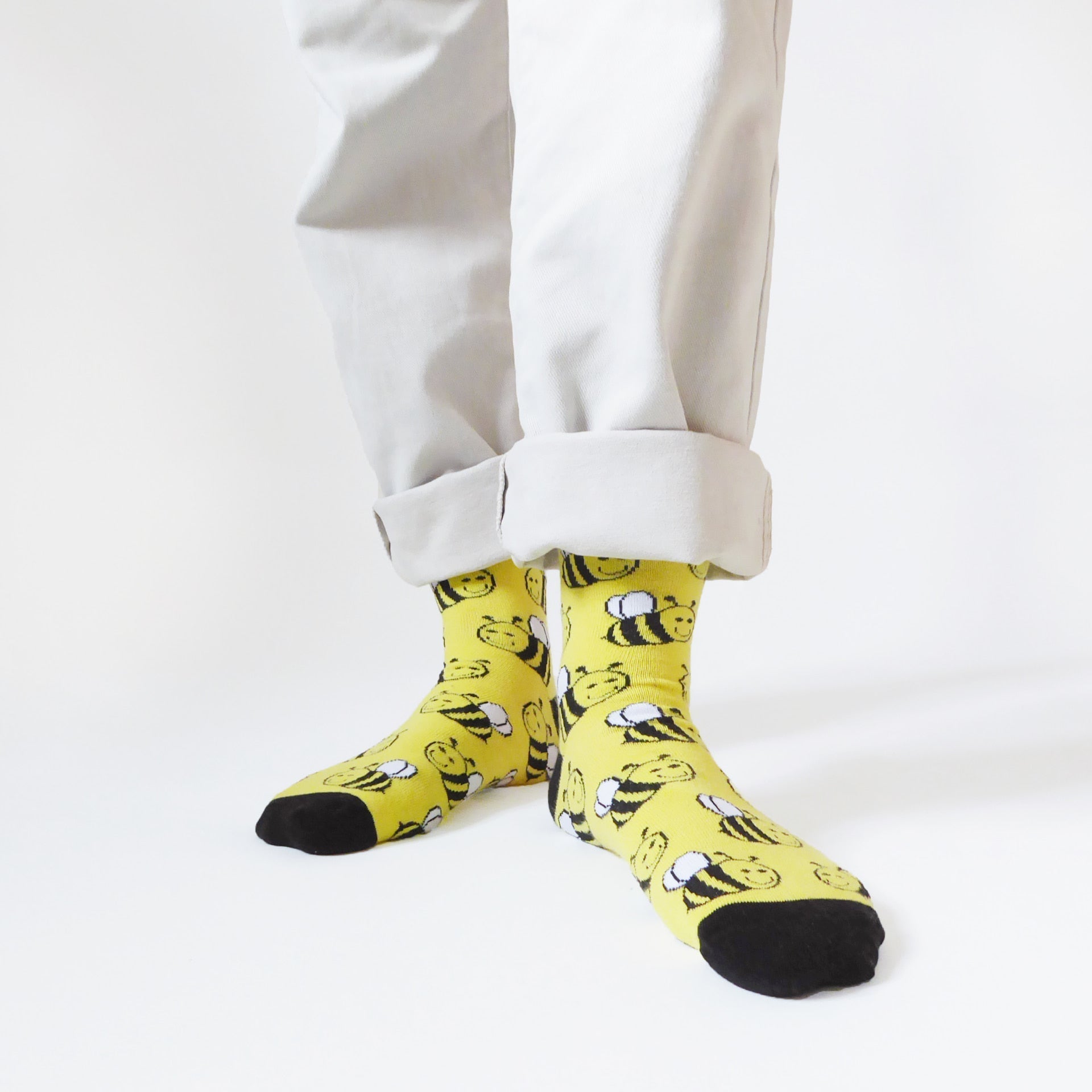 Save the Bees Bamboo Socks in Yellow