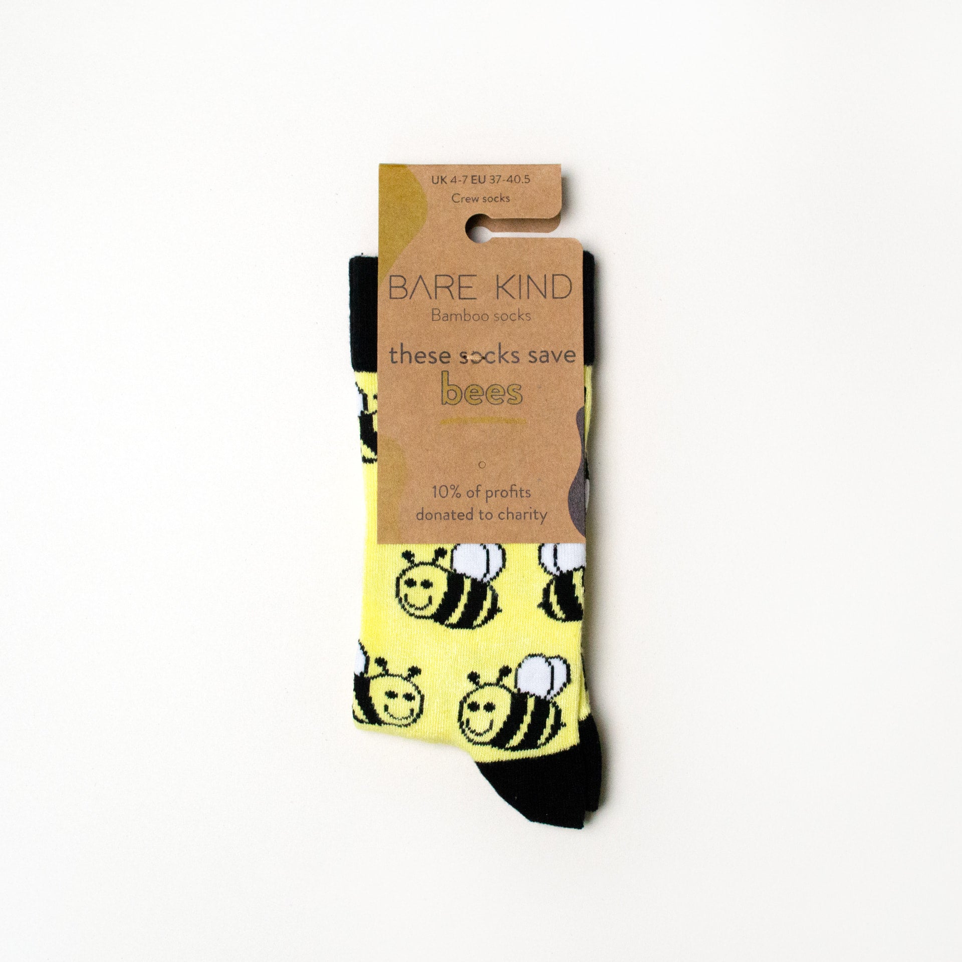Save the Bees Bamboo Socks in Yellow