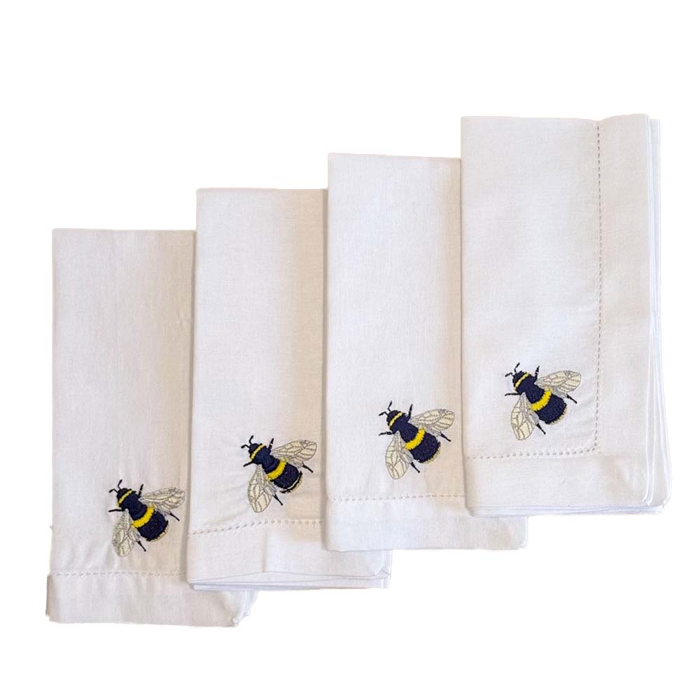 Embroidered Linen Napkins - Bees
