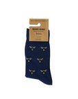 Save the Bee Small Motif Bamboo Socks in Navy