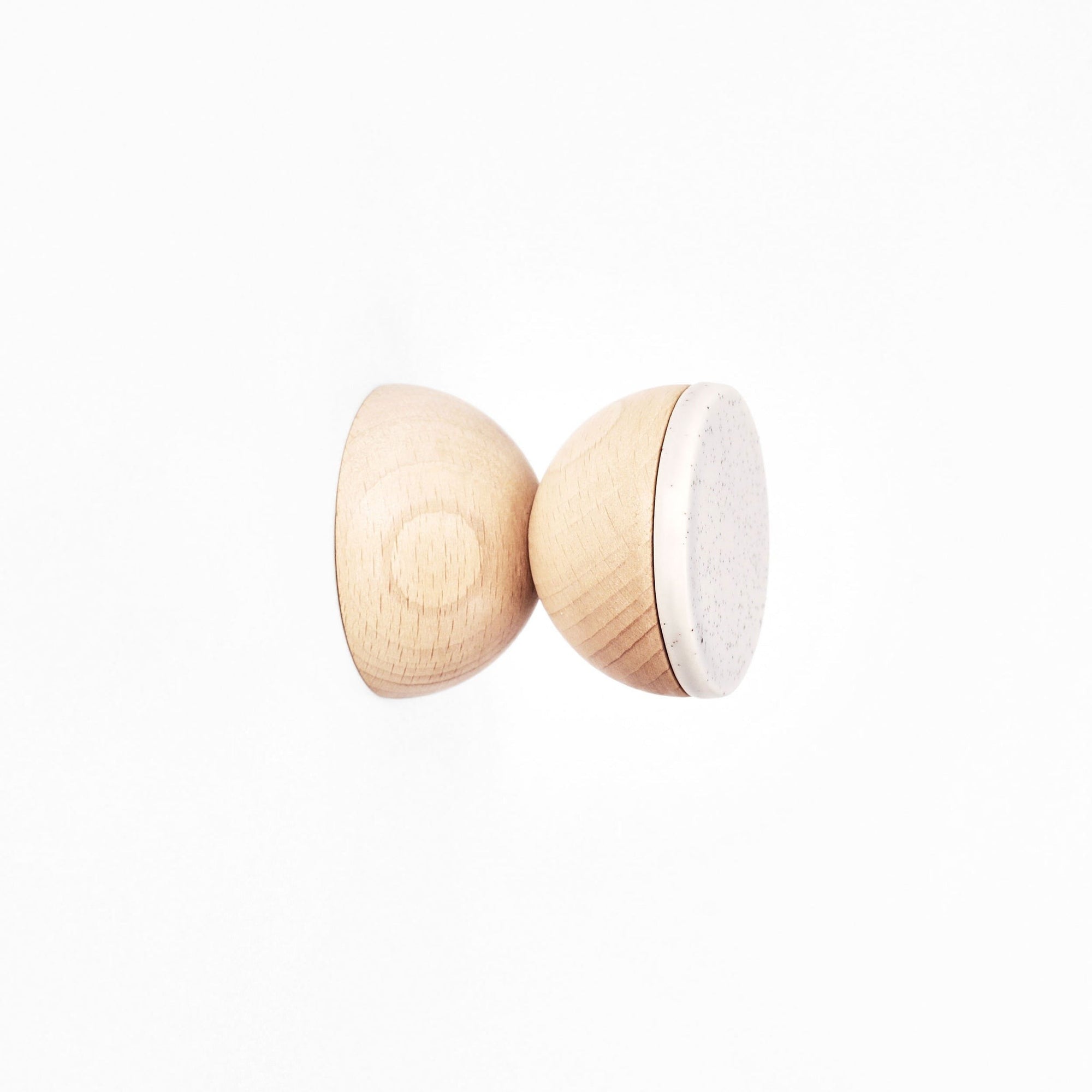 Stylish Wall Hook in Beech Wood and Grey Ceramic