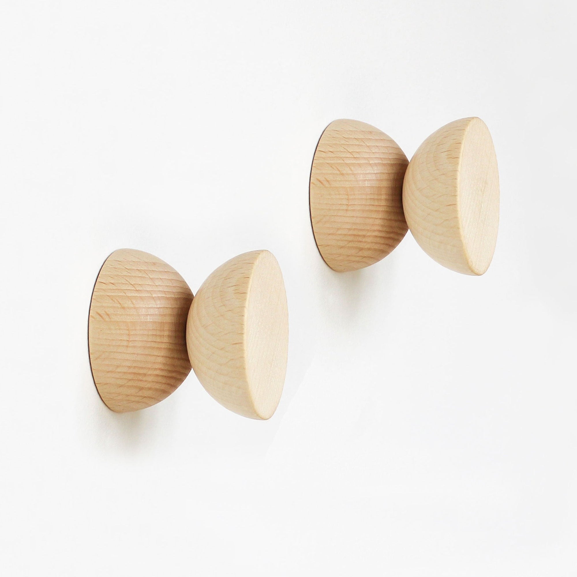 Stylish Beech Wood Wall Hooks Set of Two