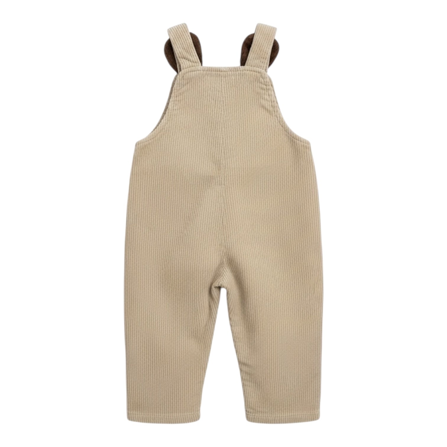Beige Corduroy Dungarees with Bear Ear Detail