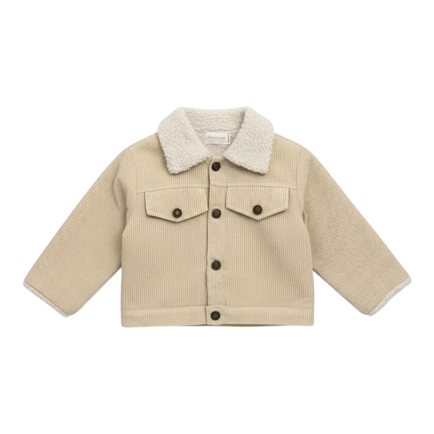 Beige Corduroy Jacket with Faux Shearling Lining