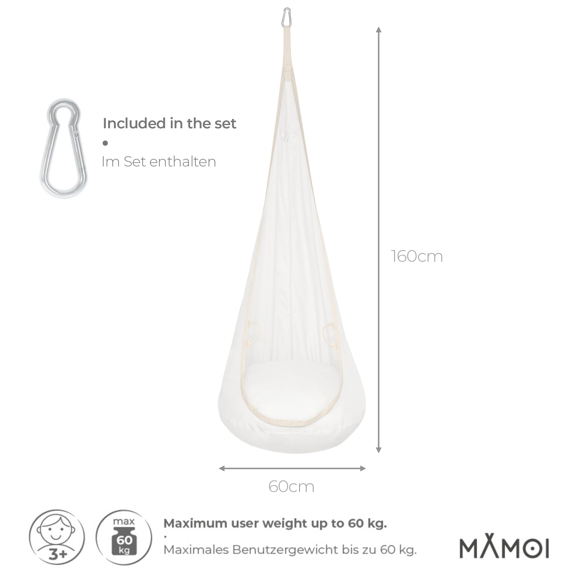 MAMOI® Hängesessel für kinder, Schaukel für kinderzimmer, Hängehöhle, Hängeschaukel, Sensory swing, Schaukeltuch indoor, Hängesack, Tuchschaukel, Babyschaukel, Hängetuch-1