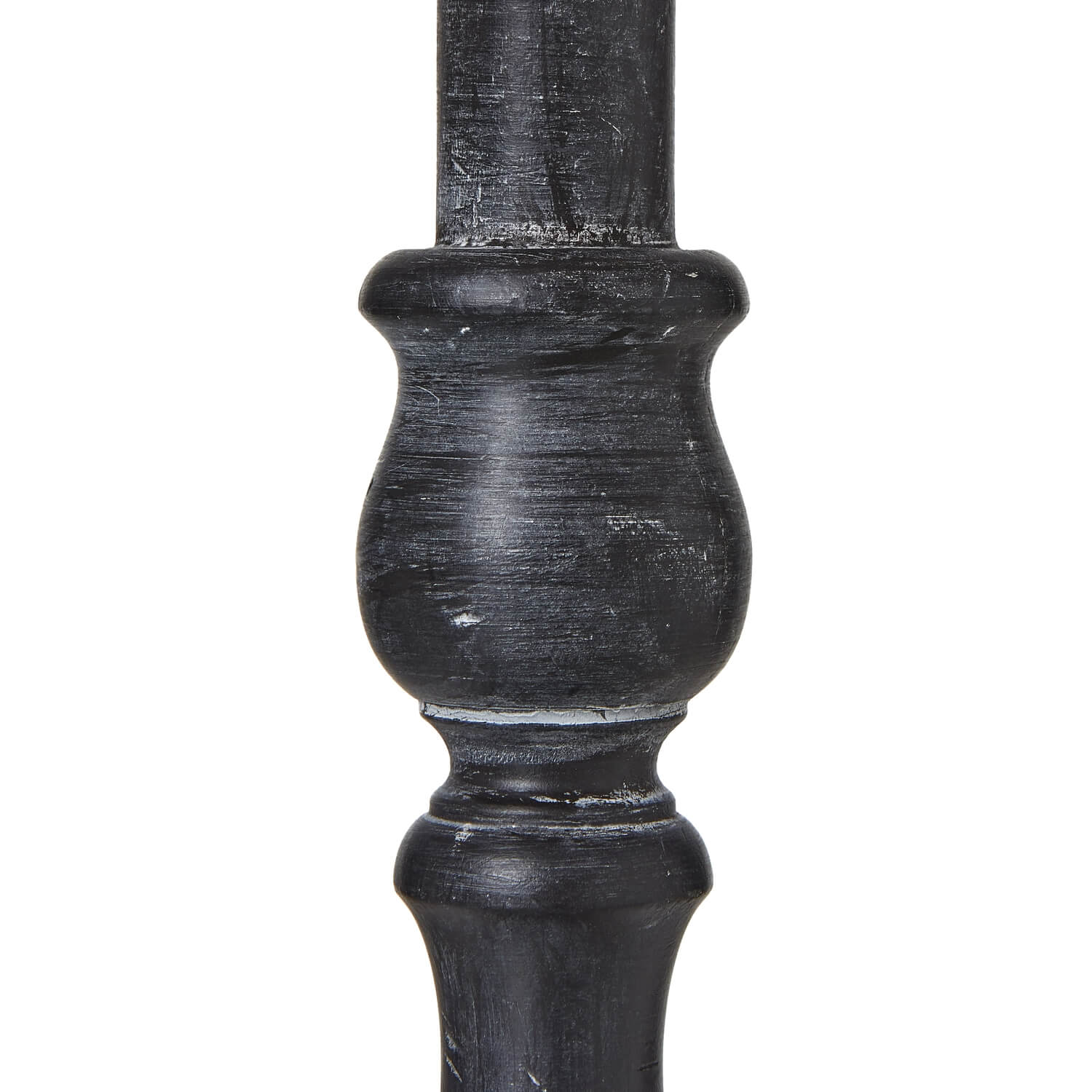 Black Distressed Wood Column Table Lamp