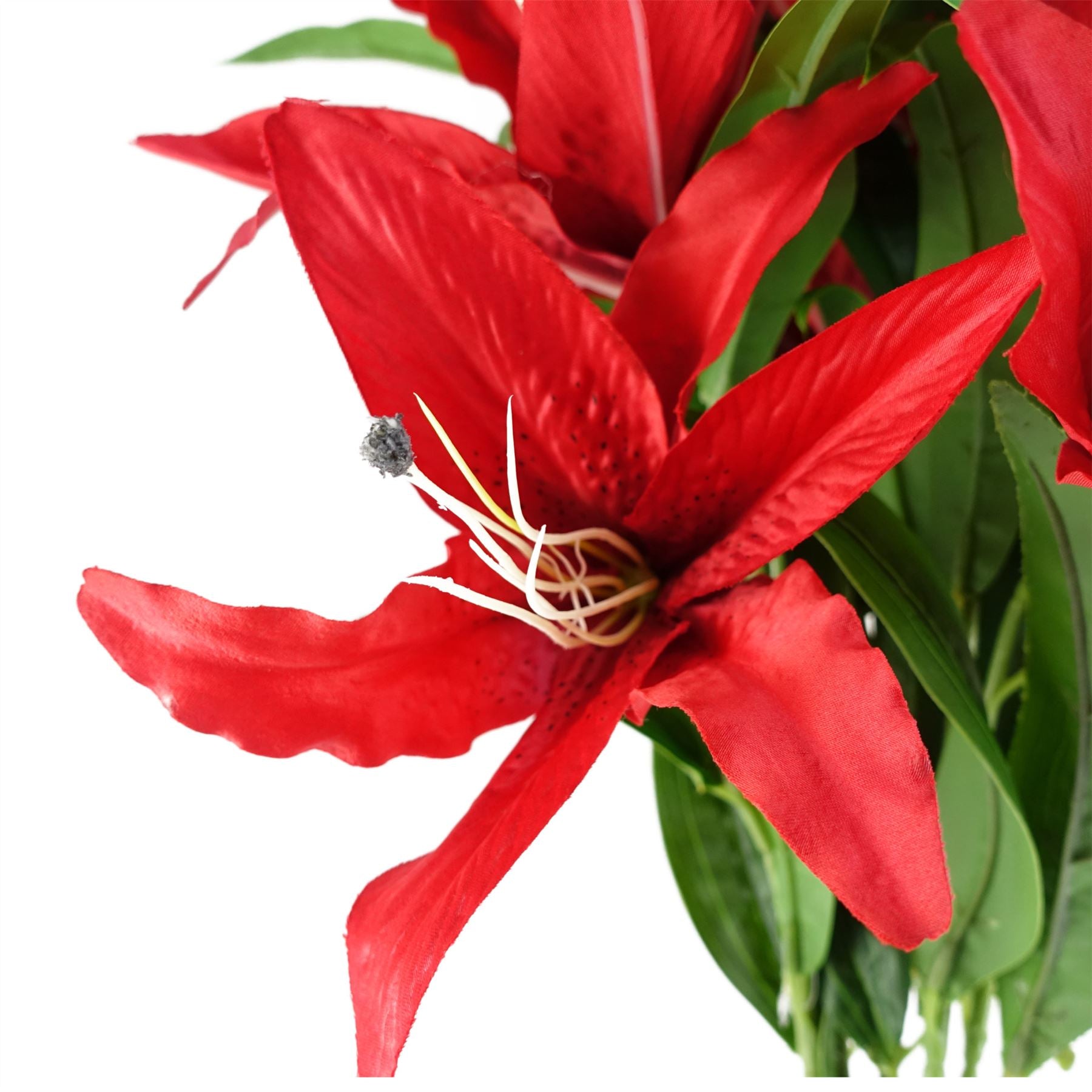 Pack of 6 x Artificial Flowers Large Red Lily Stem - 3 Flowers 100cm-2