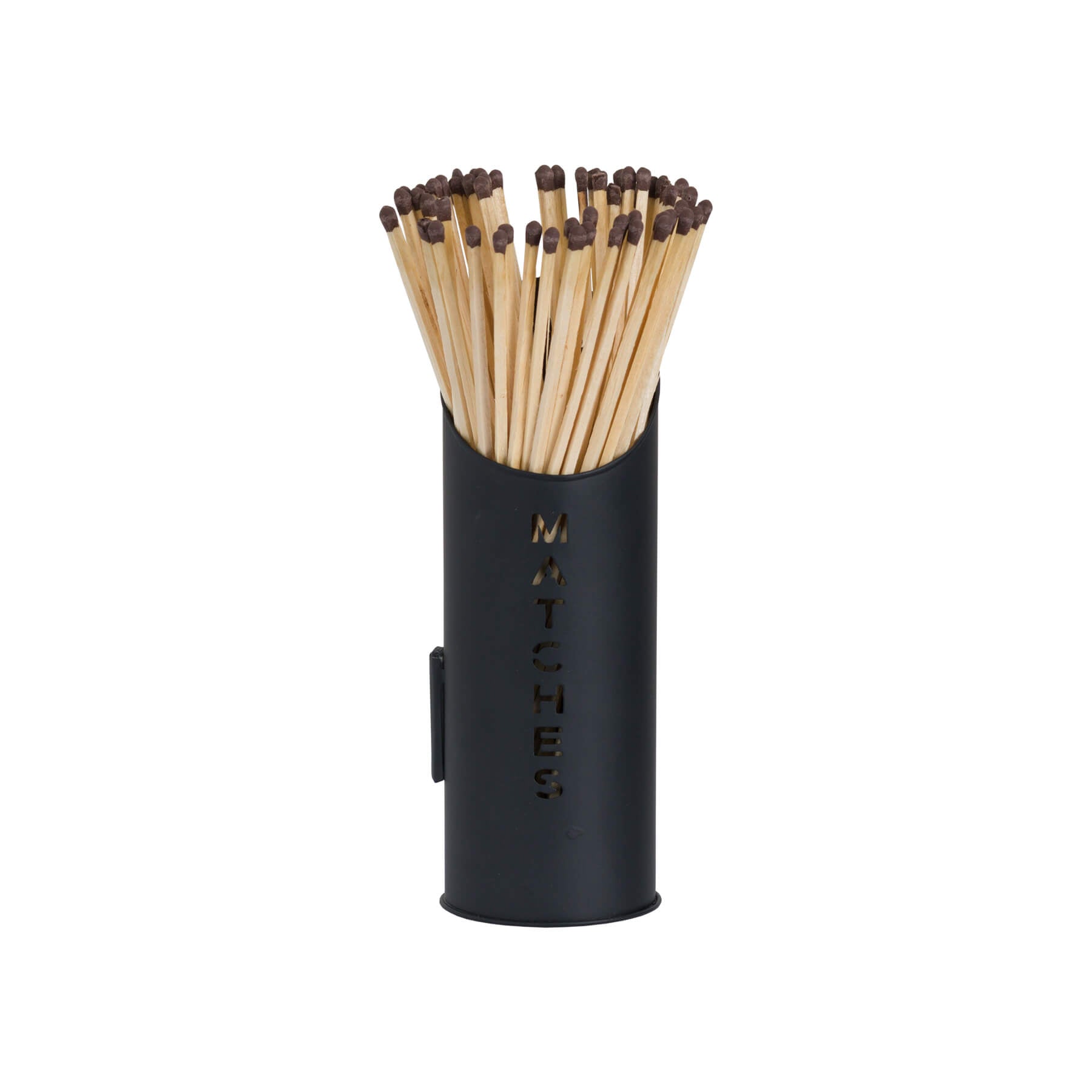 Black Steel Fireplace Log Bucket with Kindling and Match Holder