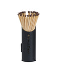 Black Steel Fireplace Log Bucket with Kindling and Match Holder