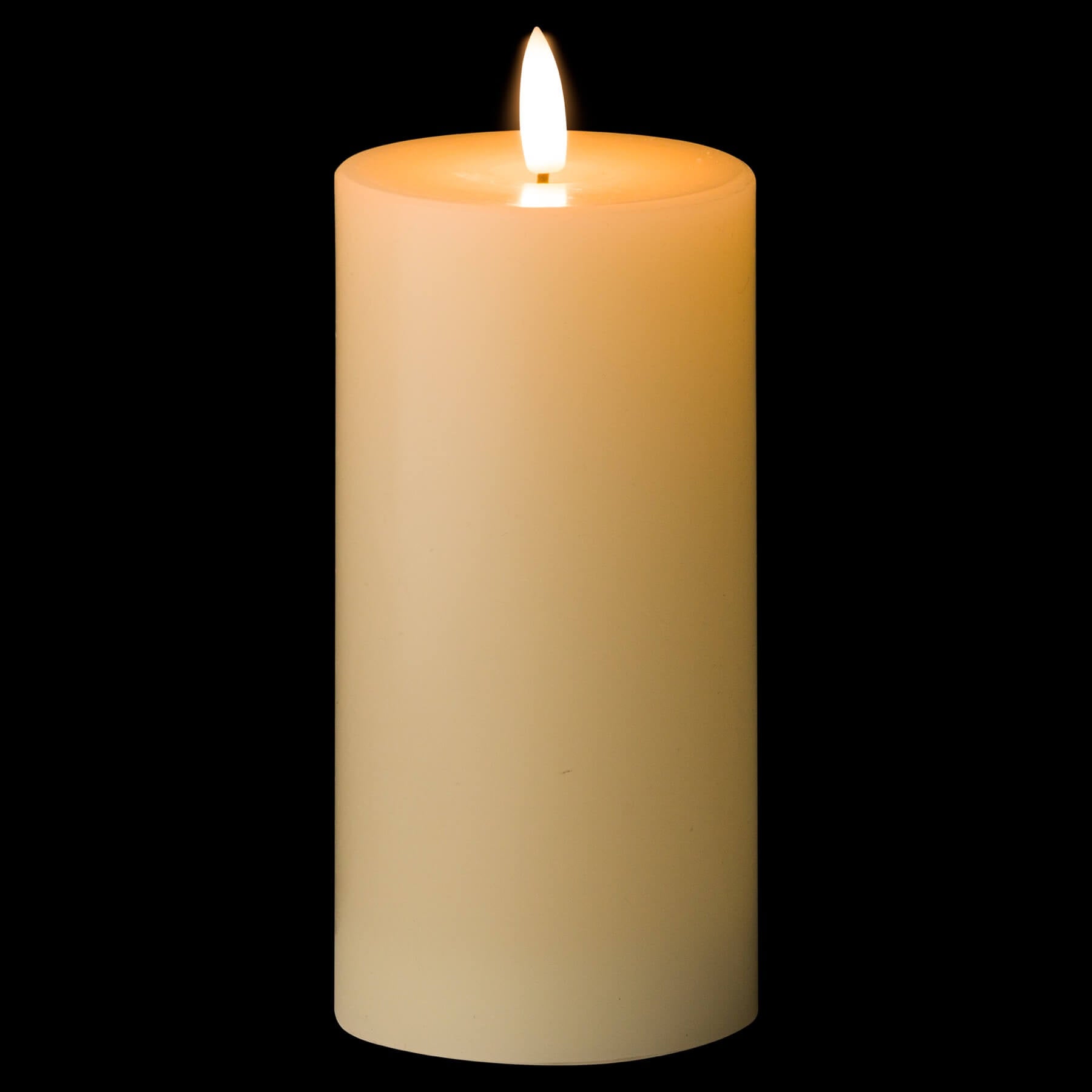 Cream flameless LED candle with warm ivory finish and realistic flicker effect for cozy ambiance by sostter at brixbailey.com