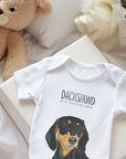 Mischievous Hot Dog Baby Bodysuit – Too Cute to Handle! Black & Tan Dachshund