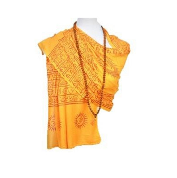 OM Hand Block Bhakti Yoga Prayer Sanskrit Hindu Mantra Shawl-0