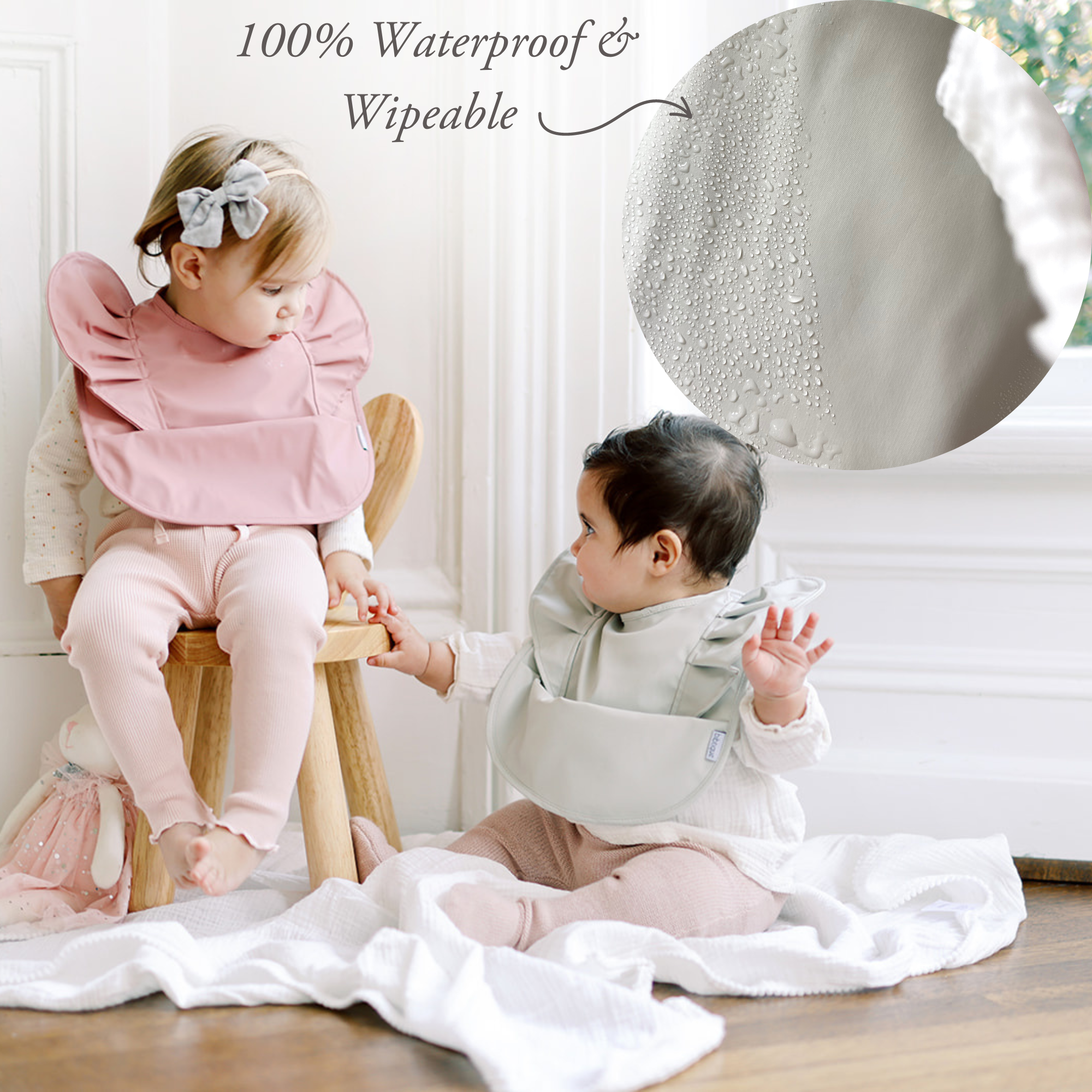 Ruffle Angel Bib - Best Seller 3 Pack Bundle Peach Blush, Peony &amp; Sage