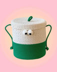Whimsical Cute Big Eyes Woven Laundry Storage Basket Bag