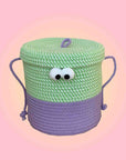 Whimsical Cute Big Eyes Woven Laundry Storage Basket Bag