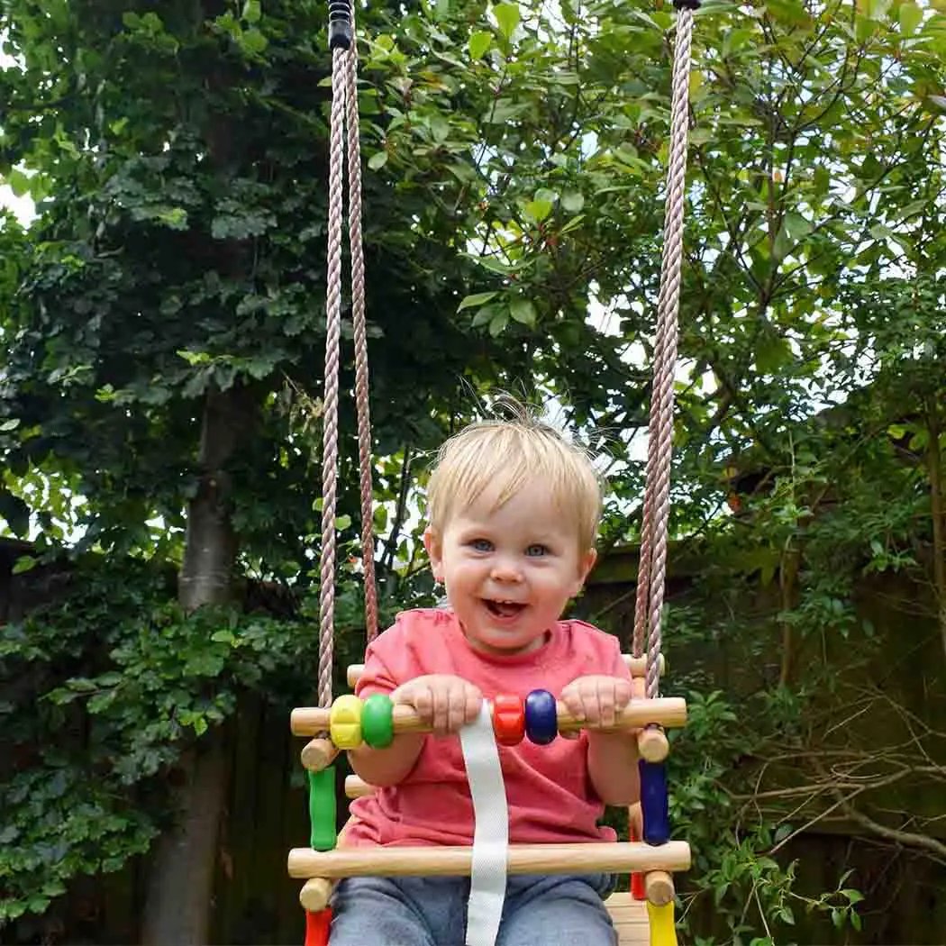 Deluxe Wooden Beaded Baby Swing: Safe &amp; Interactive