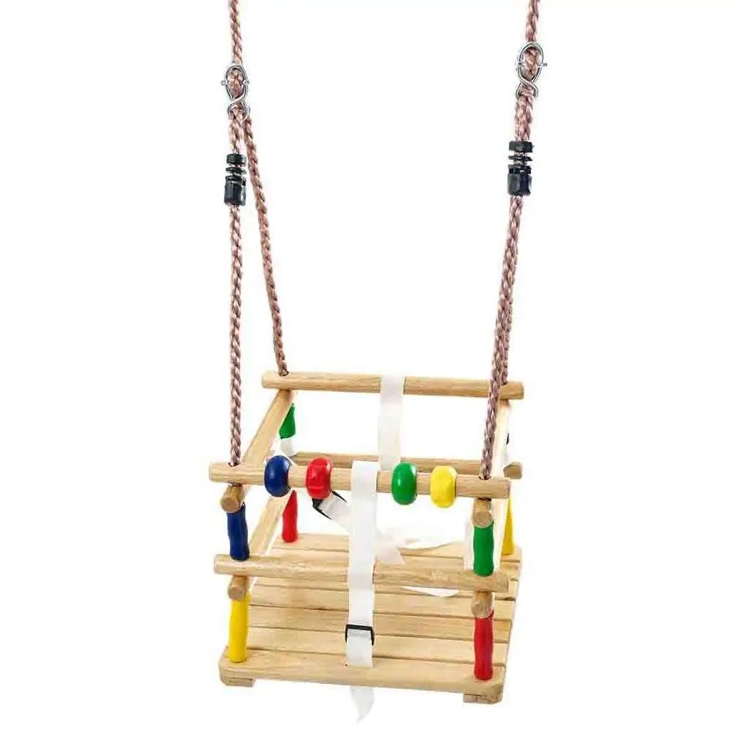 Deluxe Wooden Beaded Baby Swing: Safe &amp; Interactive