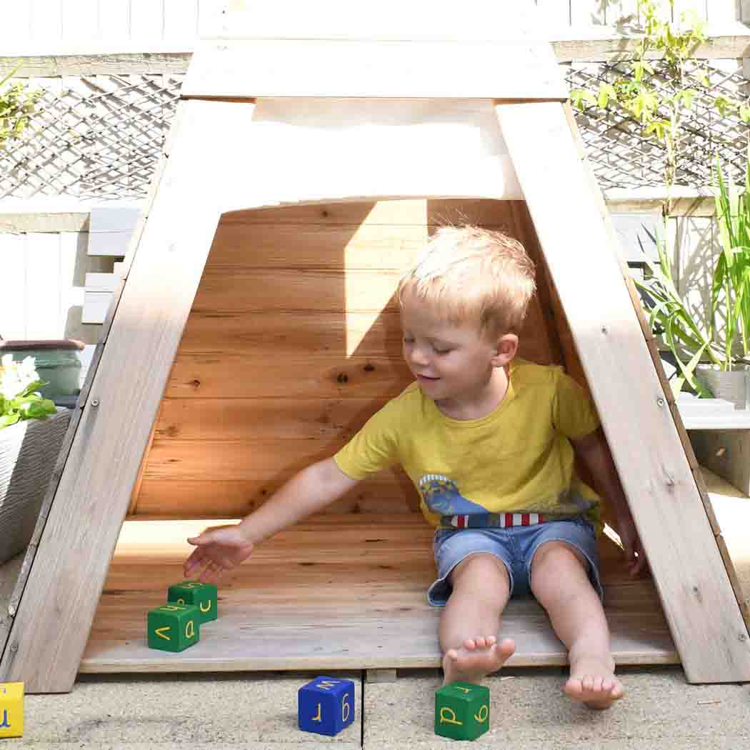 Wooden Teepee Playhouse With Floor – Indoor &amp; Outdoor