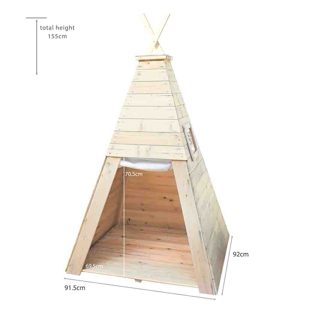 Wooden Teepee Playhouse With Floor – Indoor &amp; Outdoor