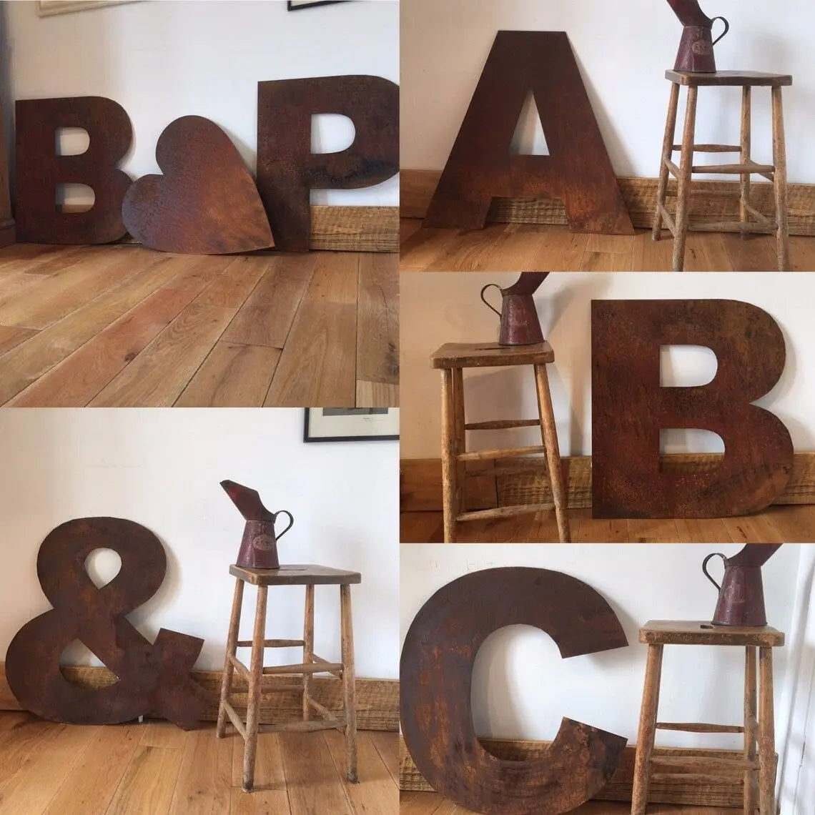 Large 70cm Rusty Metal Letters – XL Industrial Alphabet for Weddings, Home Decor &amp; Shop Signs House Numbers
