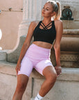 High Waisted Lavender Biker Shorts