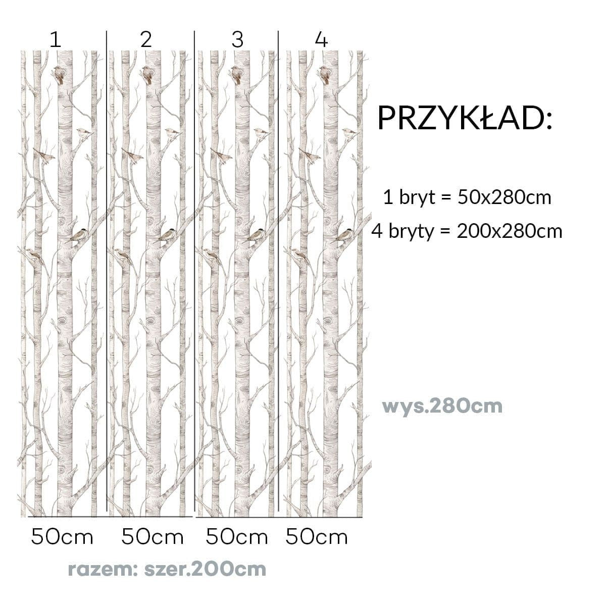 Birch Forest Wall Mural in Neutral Colours