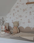 Pink Rabbit Stripes Wallpaper for Kids Rooms