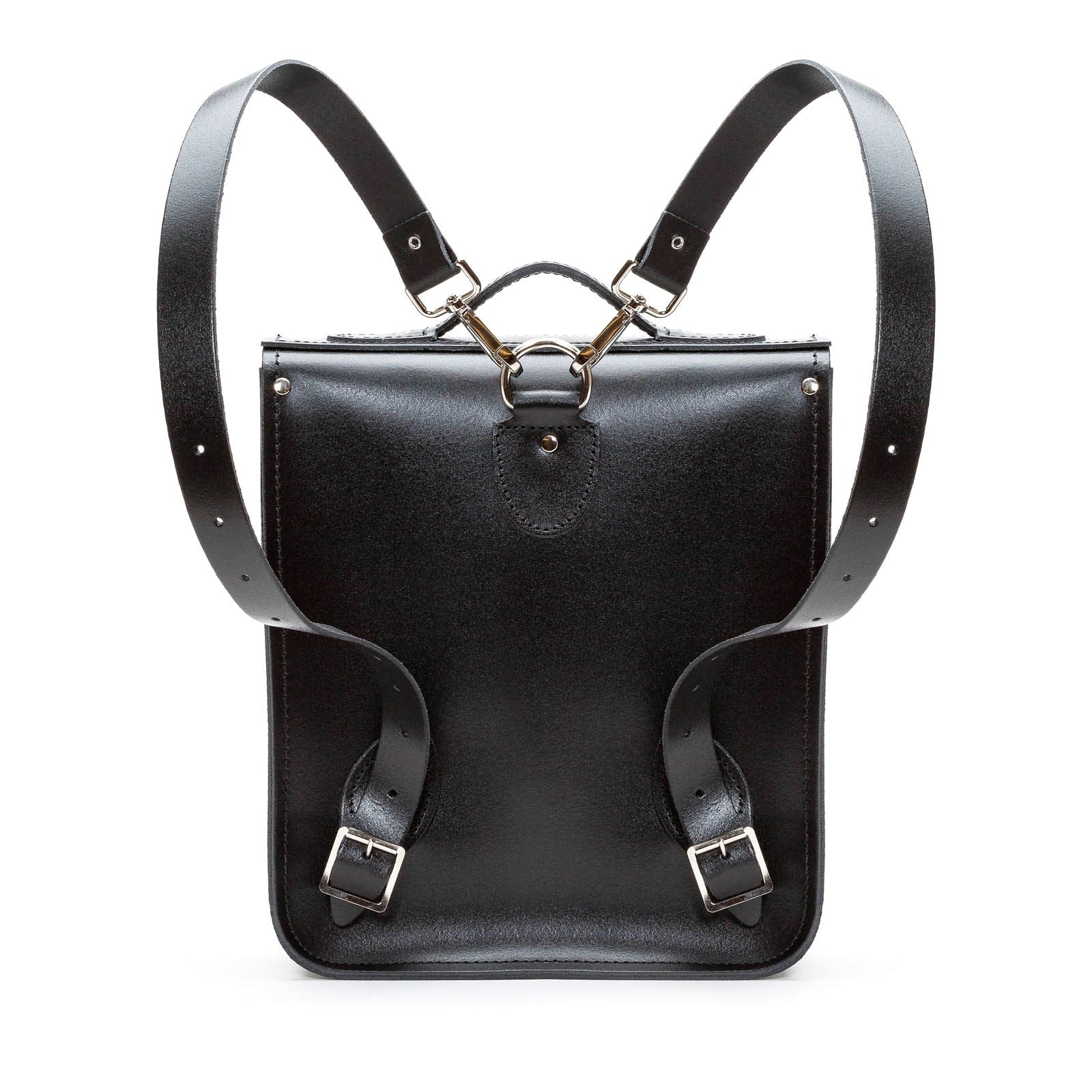 Handmade Leather City Backpack - Gothic Striped Red &amp; Black