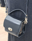 Bauble Handmade High Shine Leather Handbag - Black