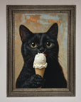 Black Cat Vanilla Ice Cream Framed Wall Art